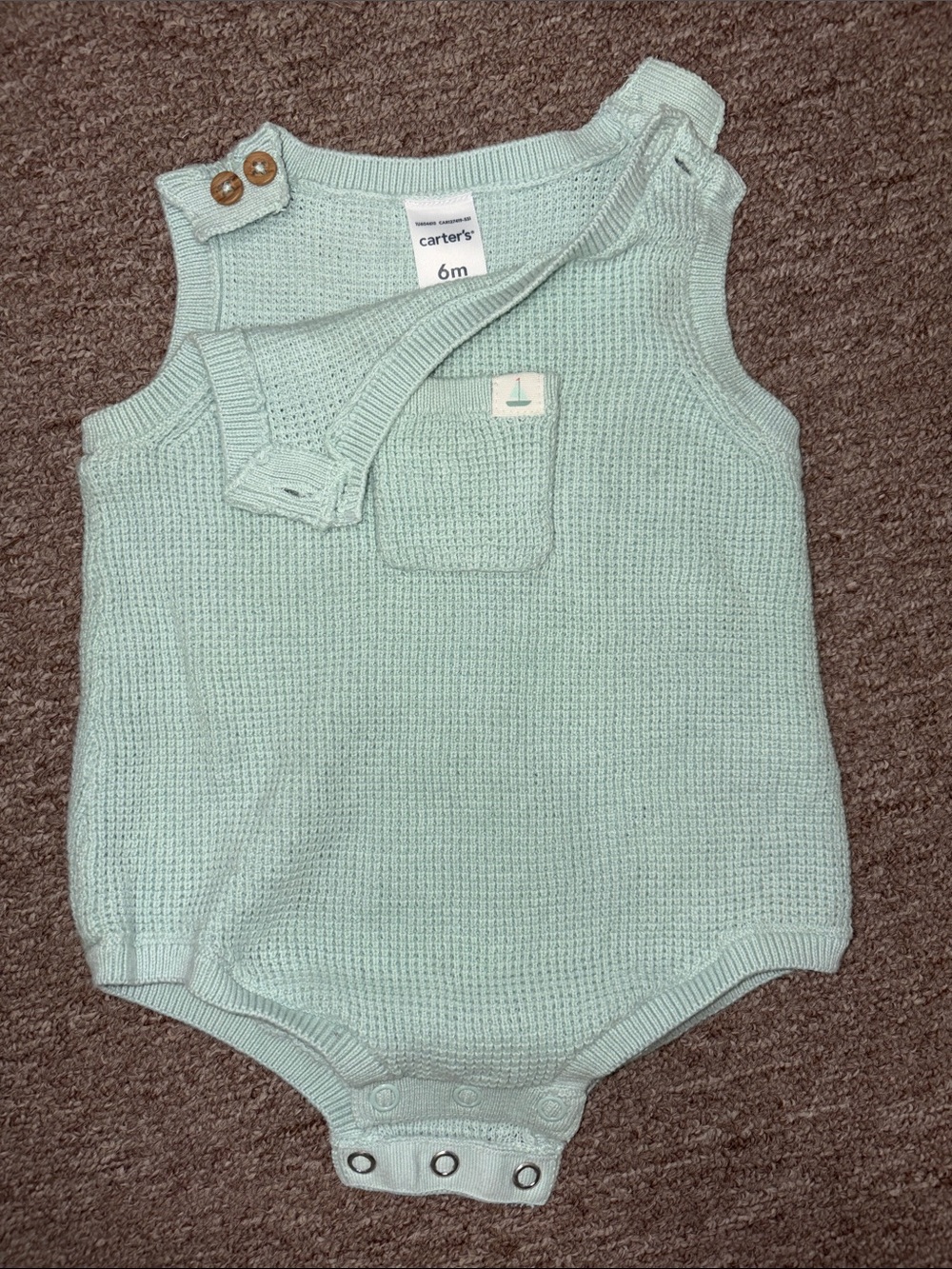 Carter's Mint Green Knit Sleeveless One-Piece Bodysuit